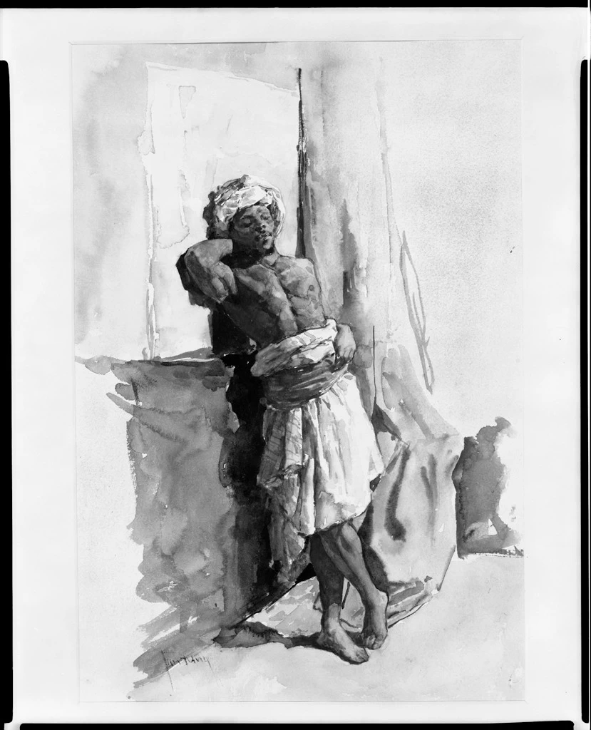 Uomo in piedi in costume orientale - Harvard Art Museums, Cambridge